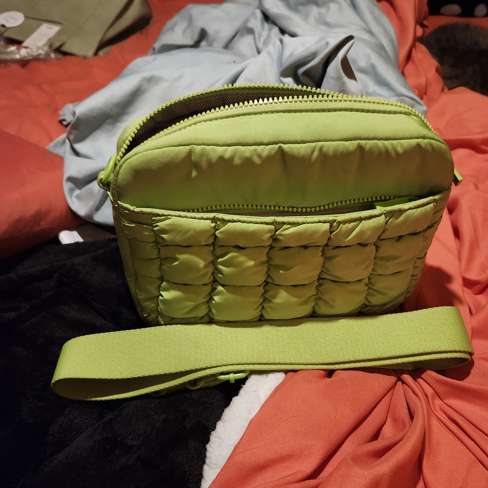 Lime Green Quilted Crossbody Bag